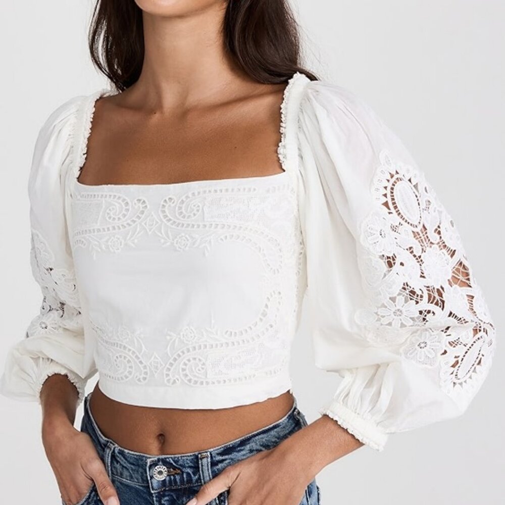 Farm Rio Off White Lace Top_NWT_Size L